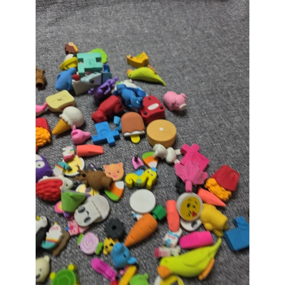 Large Lot Vintage and Modern Shaped Pencil Erasers Animals Tools Furniture